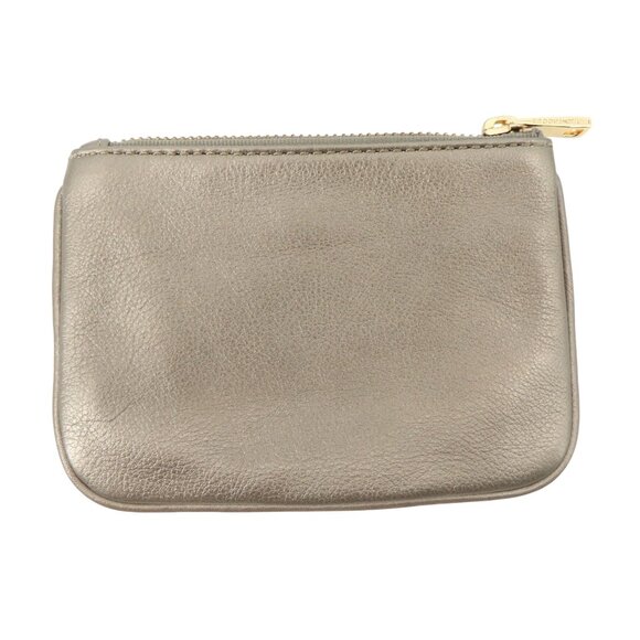 Marc Jacobs Soft Pebble Leather Platinum Colored Zip Top Coin Purse Wallet - Picture 3 of 5